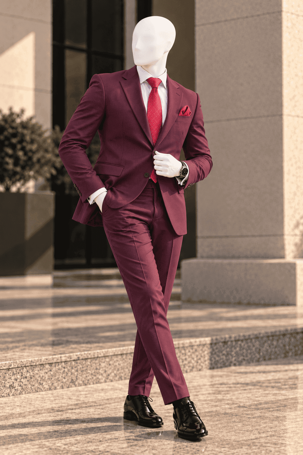Burgundy Royale – Premium Men's Three-Piece Suit alternative view
