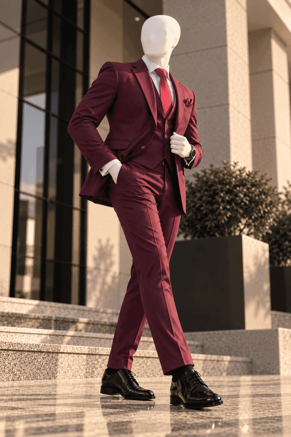 Burgundy Royale – Premium Men's Three-Piece Suit
